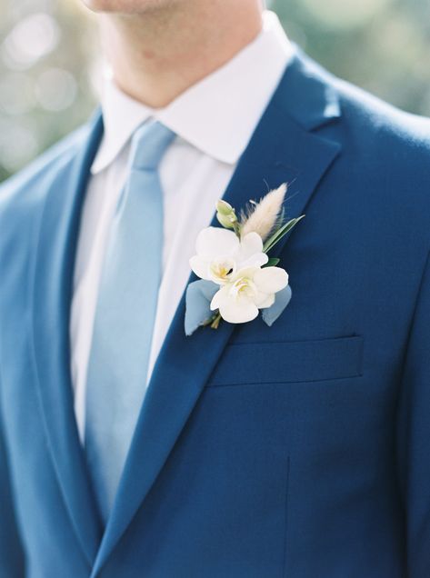 Coastal Wedding Menswear, Coastal Wedding Boutonniere, Coastal Wedding Groom Attire, Coastal Granddaughter Wedding, Groomsmen Colors, Marriage Vibes, Cornflower Wedding, Engagement Suits, Engagement Theme