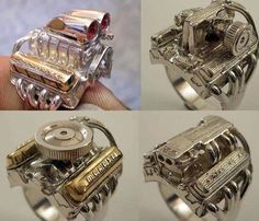 Engine Rings! Car Jewelry, Gear Head, Skull Ring, Men's Rings, Italian Charm Bracelet, Modern Jewelry, Things To Buy, Unique Rings, Mens Jewelry