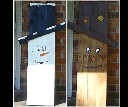 Today we are making a Pallet project, one is for Fall and the other for Winter. It's Reversible, so you can use the Scarecrow side for Fall and the Snowman side for Winter. It's a easy project to make, anybody can make this in a weekend. Diy Wood Pallet Projects, Pallet Projects Easy, Pallet Ideas Easy, Penny Pincher, Wooden Pallet Projects, Recycled Pallets, Pallet Outdoor, Pallet Crafts, Pallets Garden