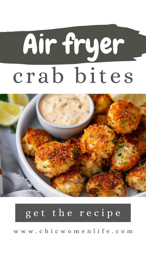 Air fryer crab bites Crab Balls Recipe Air Fryer, Air Fryer Crab Bites, Crab Balls Recipe, Crab Bites, Crab Cake Bites, Crab Balls, Air Fryer Crab, Crab Fries, Mini Crab Cakes