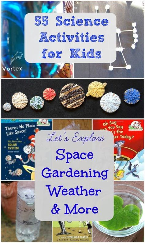 55 Science Experiments & Activities for Kids - weather, gardens, space, trees and the human body Spring Science Activities, Spring Science, First Grade Science, Space Activities, The Cat In The Hat, Science Activities For Kids, Preschool Science, Science Fair Projects, Elementary Science