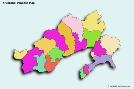 Create Custom Arunachal Pradesh Map Chart with Online, Free Map Maker. Color Arunachal Pradesh Map with your own statistical data. Online, Interactive, Vector Arunachal Pradesh Map.  Data Visualization on Arunachal Pradesh Map. Arunachal Pradesh Map, Map Data Visualization, Statistical Data, Map Maker, Arunachal Pradesh, Free Maps, Online Programs, Map Vector, Data Visualization