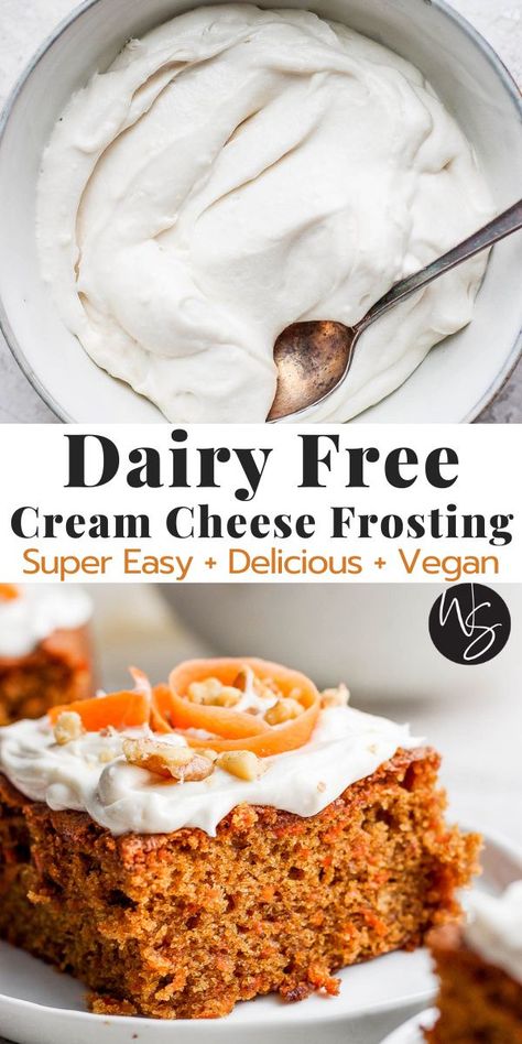 Dinner Recipes Dairy Free, Dairy Free Cream Cheese Icing, Lactose Free Cream Cheese, Dairy Free Cream Cheese Frosting, Dairy Free Deserts, Dairy Free Cake Recipe, Dairy Free Frosting, Dairy Free Cooking, Gluten Free Dairy Free Dessert