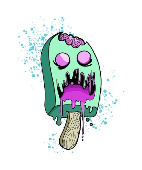 Illustration of a zombie ice cream screa... | Premium Vector #Freepik #vector #monster-background #cartoon-art #monster #funny Cool Monster Drawing, Zombie Food Drawings, Monster Food Art, Zombie Ice Cream, Monster Background, Ice Cream Monster, Sea Monsters Drawing, Candy Illustration, Cartoon Zombie