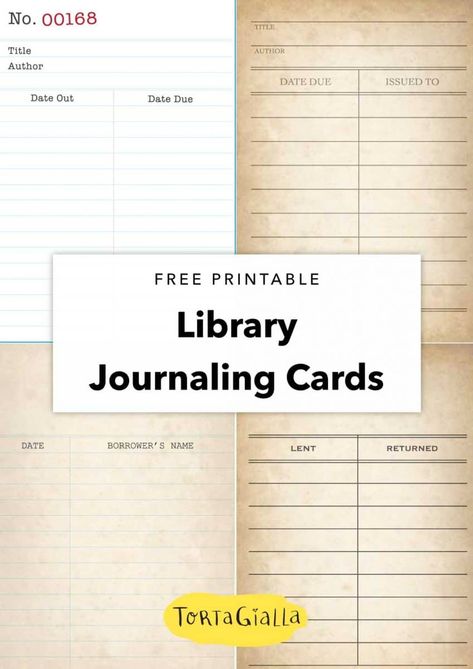 Library Card Template, Journal Printables Free, Printable Journal Cards, Library Journal, Scrapbooking Journal, Free Vintage Printables, Free Printable Cards, Library Catalog, Journaling Cards