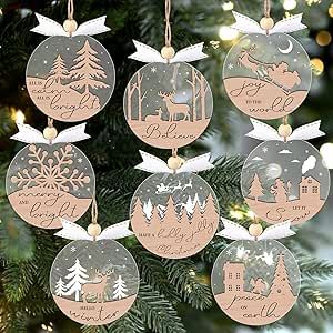 GuassLee 16pcs Winter Christmas Hanging Ornaments for Tree - 3D Wooden Acrylic Christmas Cutouts Reindeer Snowman Snowflake Ornaments for Christmas Tree Gifts Winter Party Supplies Christmas Tree Gifts, Ornaments For Christmas Tree, Christmas Cutouts, Snowman Snowflake, Winter Wonderland Theme, Ornaments For Christmas, Christmas Hanging, Christmas Party Favors, Winter Party