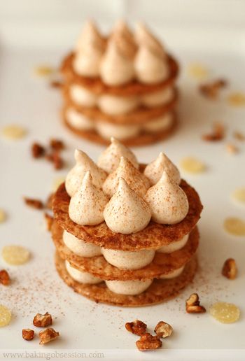 Caramelized Phyllo and Pumpkin Marshmallow Napoleons | Baking Obsession Napoleon Dessert, Pumpkin Marshmallow, Weight Watcher Desserts, Desserts Summer, British Desserts, Dessert Bar Wedding, Recipes With Marshmallows, Low Carb Dessert, Wedding Dessert