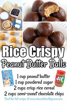 Krispy Peanut Butter Balls, Rice Crispy Peanut Butter Balls, Rice Crispy Peanut Butter, Crispy Peanut Butter Balls, Peanut Balls, Brownie Vegan, Peanut Butter Rice Krispie Treats, Easy Christmas Candy Recipes, Peanut Butter Balls Recipe