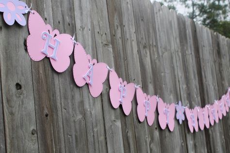 Butterfly birthday banner | Etsy Butterfly Themed Birthday Party, Butterfly Theme Party, Birthday Room Decorations, Butterfly Birthday Party, Spring Birthday, Party Plan, Purple Birthday, Butterfly Party, Butterfly Theme