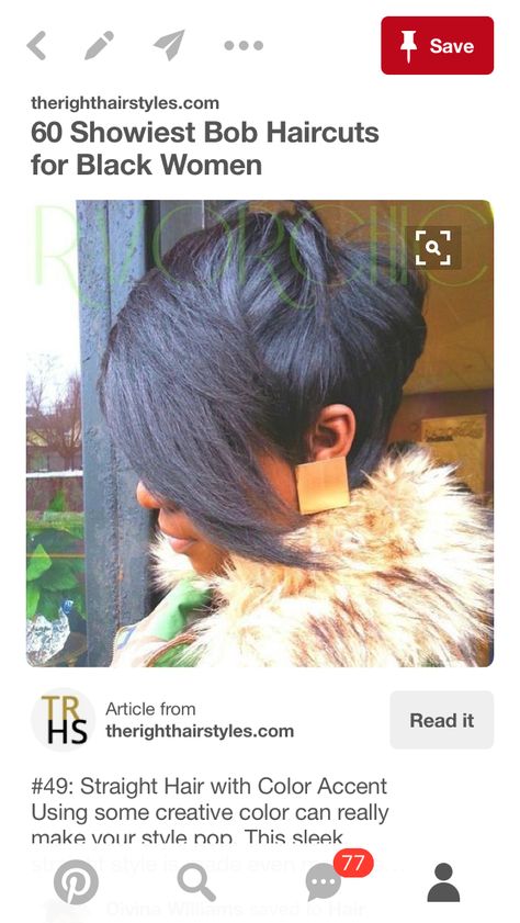 Haircut With Long Side Bangs, Short Black Haircuts, Black Haircut, Bob Haircuts For Black Women, The Right Hairstyles, Black Bob Hairstyles, Long Side Bangs, Haircuts For Black Women, Haute Hair