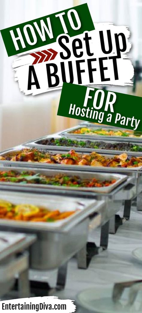 How To Set Up A Buffet | Parties Christmas Buffet Table, Buffet Table Settings, Party Buffet Table, Buffet Set Up, Food Set Up, Catering Food Displays, Best Buffet, Buffet Ideas, Buffet Set