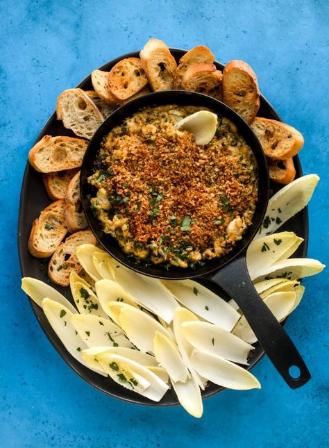 Deviled Crab Dip - Deviled Crab Dip Recipe with Endive Lump Crab Dip, Deviled Crab Recipe, Deviled Crab, Crab Recipe, Bacon Dip, Lump Crab, Small Oven, Crab Dip, Party Dips