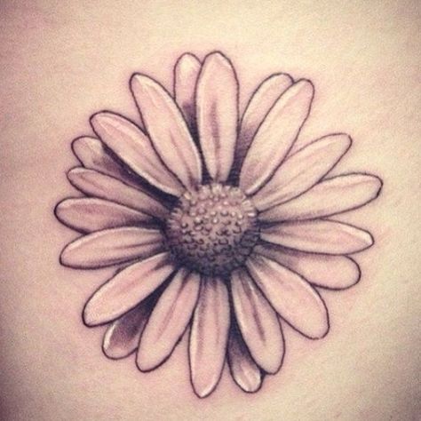 Daisy Tattoo Stencil, Gerbera Daisy Tattoo, White Daisy Tattoo, Small Daisy Tattoo, Flower Tattoo Stencils, Tattoos Flowers, Daisy Tattoo Designs, Realistic Flower Tattoo, Daisy Drawing