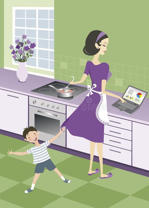 Business housewife. Housewife juggling with business and house work #Sponsored , #PAID, #Ad, #housewife, #house, #work, #Housewife Work Illustration, House Work, Working Mom Life, Remote Working, Not Now, Make Extra Money, Working Mom, Work From Home Moms, Back To Work