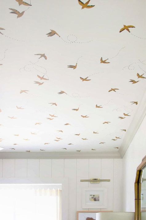 Kids Room Ceiling Wallpaper, Bird Wallpaper Ceiling, Wallpaper Ceiling And Walls, Bird Wallpaper On Ceiling, Wallpaper For Teens Bedroom, Ceiling Wallpaper Nursery, Wallpaper On The Ceiling Bedrooms, Wallpaper In Office Room, Bedroom Wallpaper Inspirations