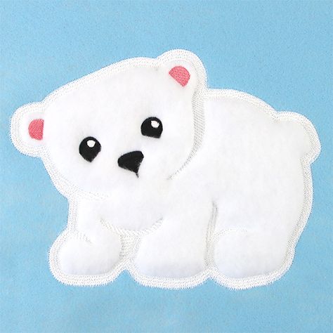 Machine Embroidery Designs at Embroidery Library! - Embroidery Library Polar Bear Applique, Library Embroidery, Fluffy Kitty, Bear Applique, Machine Embroidery Applique, Machine Applique, Embroidery Library, Flowers Nature, Polar Bear