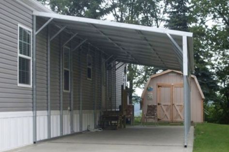 Lean To Carport, Metal Carport Kits, Building A Carport, Portable Carport, Carport Patio, Diy Carport, Carport Covers, Carport Kits, Mobile Home Exteriors