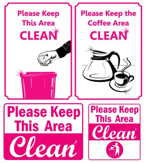 ('Please Keep Area Clean' sign ideas...!) Office Kitchen Etiquette, Kitchen Etiquette, Cleaning Signs, Dirty Dishes Sign, Kitchen Rules Sign, Birthday Chart Classroom, Bathroom Etiquette, Elementary Classroom Themes, Birthday Chart