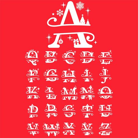 christmas split letters Monogram Christmas Split Monogram Svg Free, Christmas Monogram Ideas, Monogram Letters Font, Christmas Alphabet Letters, Christmas Monogram Letters, Christmas Monogram Svg, Whoville Christmas Decorations, Christmas Diy's, Christmas Fonts Alphabet