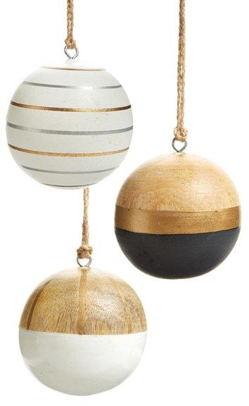 Nordstrom at Home Set of 3 Wooden Ball Ornaments Wooden Ball Ornaments, Nordstrom Christmas, Bohemian Christmas, Wooden Home Decor, Collars Diy, Wooden Home, Full Disclosure, Wood Home, Boho Christmas