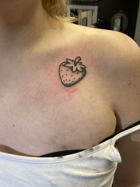 Strawberry Shoulder Tattoo, Strawberries Tattoo, Strawberry Tattoo, Doll Parts, Shoulder Tattoo, Tattoos And Piercings, Infinity Tattoo, I Tattoo, Jesus Fish Tattoo