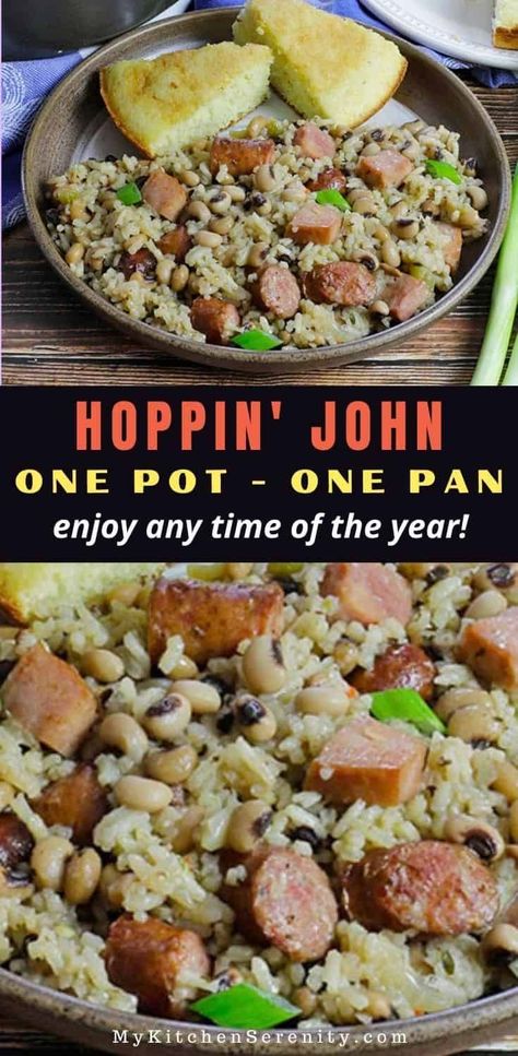 Hoppin John Recipe With Sausage, Black Eyed Peas Ham, Canned Black Eyed Peas, January Vibes, Hoppin John Recipe, Easy Cajun, Hoppin John, Southern Cooking Recipes, Drink Inspiration