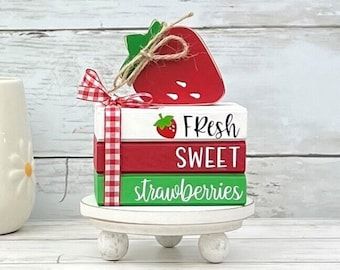 Strawberry Crafts, Wood Books, Fake Bakes, Strawberry Summer, Baked Strawberries, Cupcake Display, Summer Signs, Strawberry Cupcakes, Wood Book