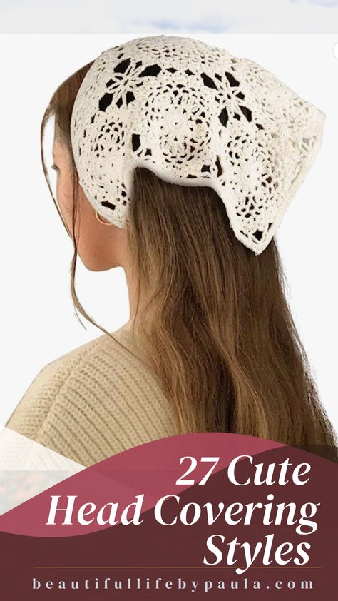 Looking for some new cute head covering styles? Check out this list of the cutest affordable modest head covering styles for women out there! Head Covering Hairstyles, Hats For Bald Women Style, Christian Head Covering Style, Crochet Head Covering, Head Covering Styles, Head Covering Christian, Christian Fashion Modesty, Head Covering Movement, Christian Head Covering