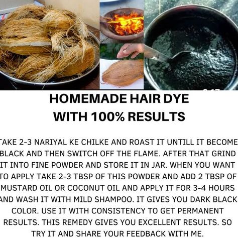 Homemade Hair Dye, Hair Dye Tutorial, Hair Dye Videos, Diy Hair Dye, Darkest Black Color, Black Hair Dye, Homemade Hair, Mustard Oil, Homemade Hair Products