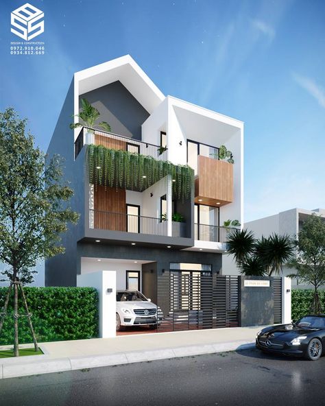 Nha Pho, Modern Architecture Design, Contemporary Villa, Exterior Design Ideas, Commercial Buildings, Building Exterior, New Model, Modern Architecture, Exterior Design