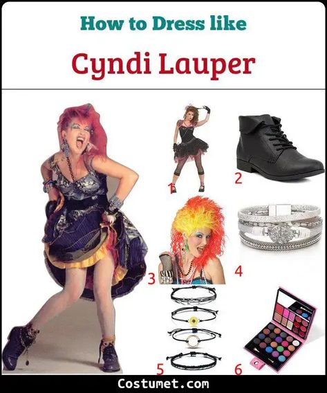 Cyndi Lauper Costume for Cosplay & Halloween 2023 Cyndi Lauper 80s Costume, Cyndi Lauper 80s Fashion, Cyndi Lauper Costume Diy, Cindy Lauper Costume, Cyndi Lauper Concert Outfit, Cindy Lauper 80's Outfit, Cindy Lauper Hair, Cyndi Lauper 80s, Cyndi Lauper Costume