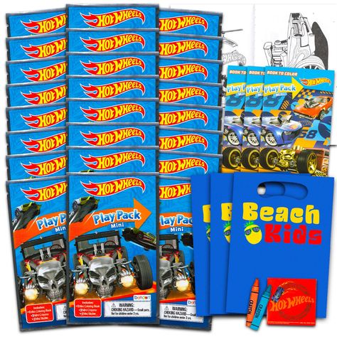 PRICES MAY VARY. Hot Wheels Mini Party Favors Set for Kids - Bundle with 24 Mini Hot Wheels Grab n Go Play Packs with Coloring Pages, Stickers, and More (Hot Wheels Birthday Party Supplies). This Hot Wheels party supplies set features 24 mini Grab n Go Play Packs which each include a miniature coloring book, stickers, and coloring utensils. Sure to delight, Hot Wheels Play Packs are great to use as party favors, party supplies, goodie bag fillers, non-candy Halloween treats, trick or treat goodi Hot Wheels Goodie Bags, Hot Wheels Party Favors, Hot Wheels Birthday Party, Hotwheels Birthday Party, Grab N Go, Hot Wheels Party, Hot Wheels Birthday, Beach Play, Book Stickers