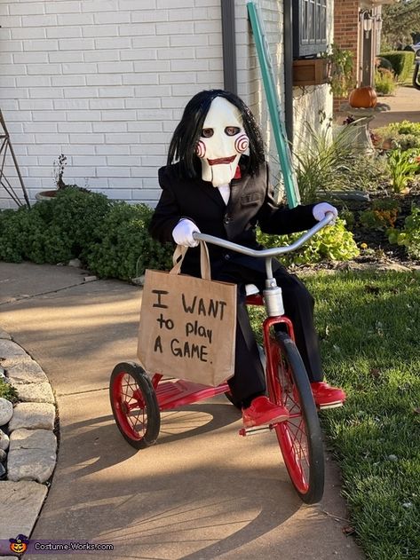 Saw Head Trap Costume, Saw Costume Kids, Billy Jigsaw Costume, Saw Halloween Decorations, Saw Costume Female, Jigsaw Mask, Jigsaw Costume Women, Saw Halloween Costume, Billy Puppet