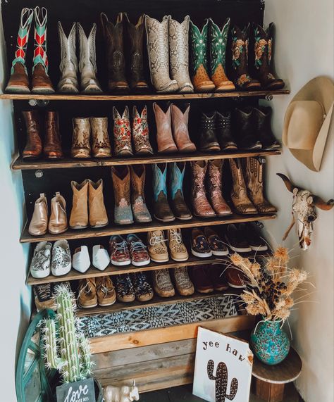 Cowboy Boot Closet Storage, Western Closet Room, Western Boot Storage, Cowboy Boot Shelf Display, Boot Wall Rack, Western Purse Storage, Western Closet Organization, Western Boot Display, Cowboy Boot Display Bedroom