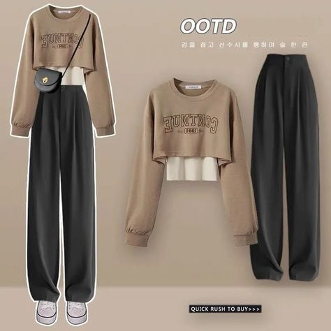 Women's Fashion Elegant Spring Autumn Loose Short Sweater Matching Sets Female Two-piece Blouse Pants Suit Summer Suit Women, Sheer Swimsuit, Short Sweater, Women's Sportswear, Black Cargo Pants, Suit Pant, Outfit Trends, Summer Suits, Matching Pants