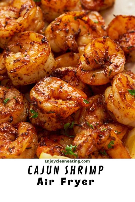 Blackened Shrimp Air Fryer Cajun Shrimp, Shrimp Air Fryer, Cajun Shrimp Recipe, Air Fryer Recipes Salmon, Cajun Shrimp Recipes, Healthy Summer Dinner Recipes, Air Fryer Recipes Snacks, Air Fryer Cooking Times, Steak And Shrimp