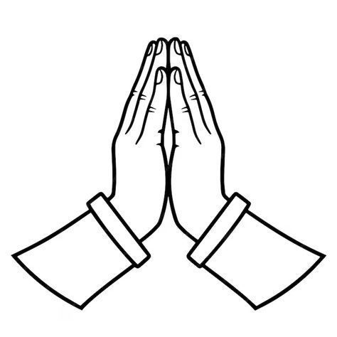 Premium Vector | Vector illustration of tranquil praying hands outline Person Praying Drawing, Hand Front View, Praying Hands Illustration, Praying Hands Clipart, Praying Hands Drawing, Hands Praying, Hand Outline, Prayer Hands, Text Tattoo