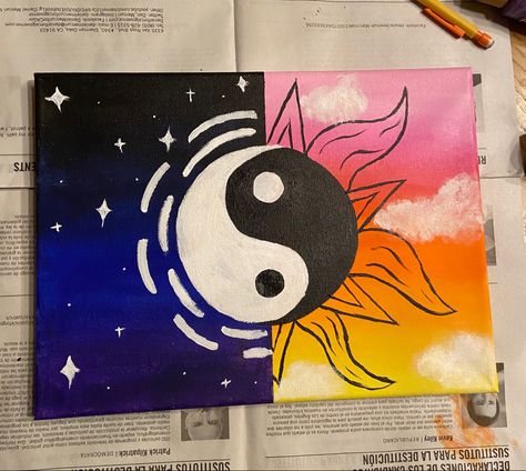 Yin and yang Yin Yang Designs, Trippy Painting, World Dance, Painting Canvases, Easy Canvas, Easy Canvas Art, Opposites Attract, Yin And Yang, Mini Canvas Art