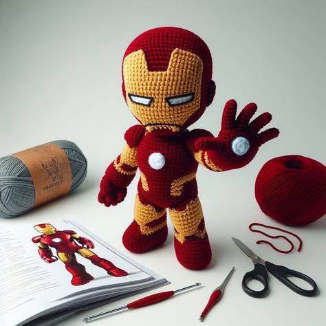 Iron Man Hat Crochet Pattern, Crochet Avengers Amigurumi, Ironman Crochet Pattern Free, Deadpool Amigurumi Pattern Free, Iron Man Crochet Pattern Free, Crochet Marvel Characters, Marvel Amigurumi Free Pattern, Marvel Crochet Patterns, Marvel Crochet Patterns Free