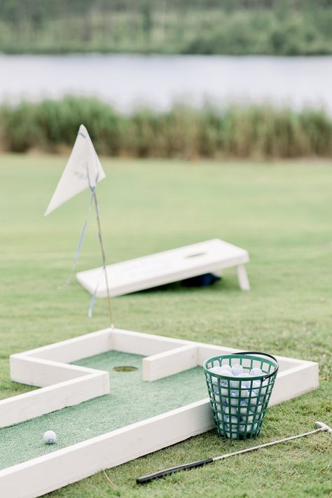 teed up for a good time ⛳️ custom branded golf balls, flags, cornhole boards and more for The Russells 🎉 Cheers to Carley and Nicholas! #fairhopealabama #mobilealabama #WeddingInspiration #WeddingDetails #WeddingDay #WeddingPrep #ElegantWedding #BespokeWedding #shoplocal #golf #customgolfball #customflag #custommonogram #monogram Cornhole At Wedding, Wedding Putt Putt Golf, Golf Ball Wedding Favors, Custom Golf Balls, Wedding Mini Golf, Golf Wedding Ideas, Golfing Aesthetic, Golf Themed Wedding, Wedding Country Club