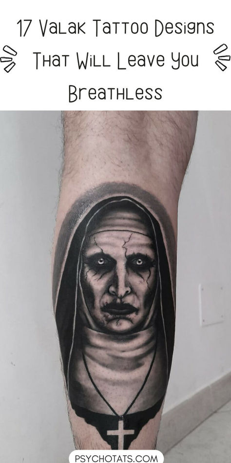 valak tattoo The Nun Valak Tattoo, Valak Tattoo, Valak Tattoo Design, Demon Nun, Nun Tattoo, The Conjuring Universe, Conjuring Universe, A Tattoo Design, Pale Face