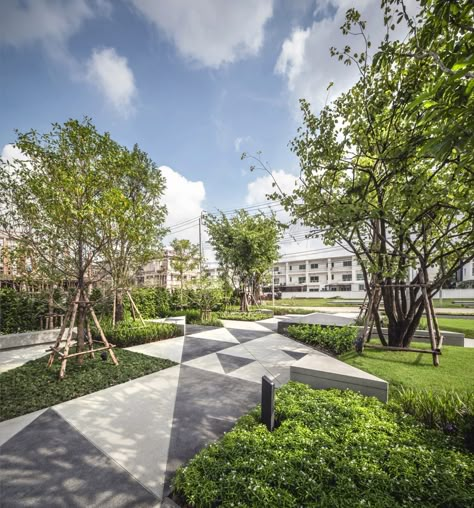 Modus Vibhavadi by Kernel Design « Landscape Architecture Platform | Landezine Building Landscape Design, Office Landscape, Commercial Landscape Design, Landscape Design Garden, Playground Areas, Paving Design, Urban Landscape Design, Areas Verdes, Building Landscape