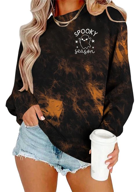 PRICES MAY VARY. Spooky Season Style: Halloween crewneck shirts boasts a spooky season print and ghost embroidery, creating a unique halloween pullover top that's suit for the fall long sleeve tops collection. Oversized fit with drop shoulders for a casual look Soft and Comfy: Halloween sweater for women made from a soft cotton blend, this spooky sweatshirt pullover is easy to wear and offers all-day comfort. Ideal for lounging or layering, it's a must-have for the spooky season Halloween Gift: Ghost Embroidery, Spooky Sweatshirt, Halloween Crewneck, Pumpkin Sweatshirts, Halloween Sweater, Unique Halloween, Halloween Fashion, Halloween Sweatshirt, Fall Sweatshirt