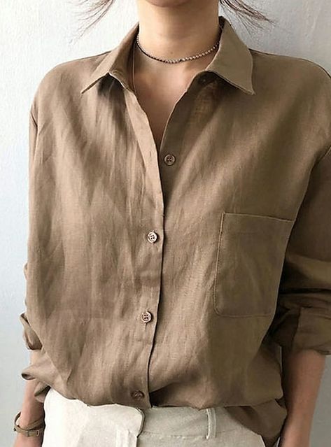 Women Shirts Blouse Casual, Basic Streetwear, White Cotton Blouse, Streetwear Shirts, White Linen Shirt, Long Sleeve Outerwear, Cotton Linen Dresses, Linen Shirt Dress, Casual Outerwear