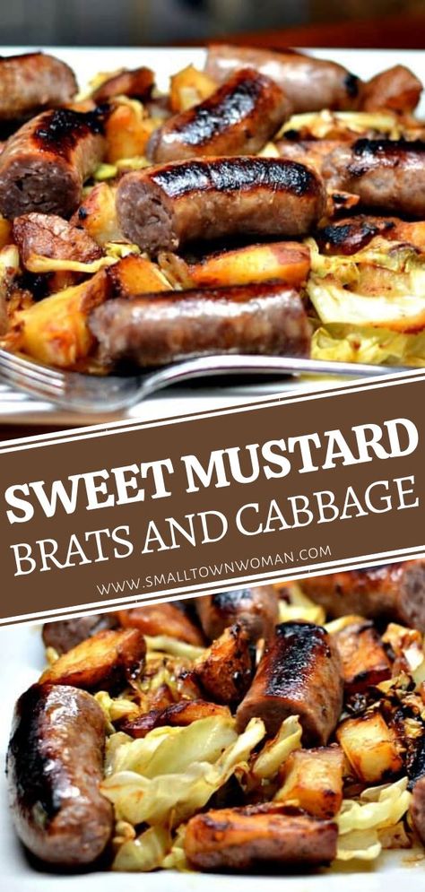 Brats And Cabbage, Brat Recipes, Bratwurst Dinner, Brats Recipes, Cooked Potatoes, Bratwurst Recipes, Bratwurst Sausage, Dinner Beef, Beer Brats