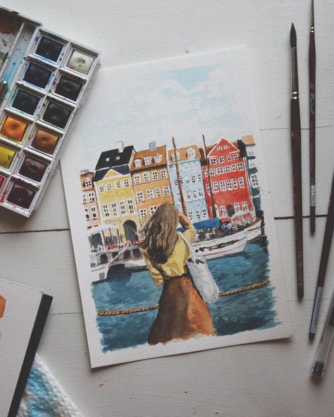 Art Et Illustration, Arte Inspo, Travel Illustration, Art And Illustration, 그림 그리기, Art Sketchbook, Watercolor Illustration, A Box, Art History