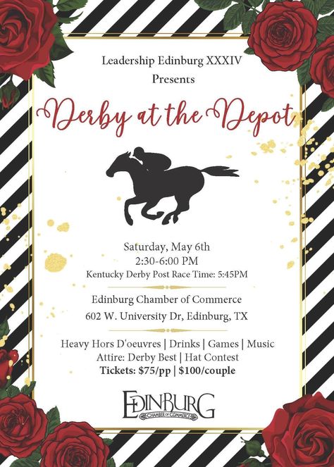 Put on your fancy hats and get ready to race for a good cause on May 6 at Derby at the Depot, a Leadership Edinburg XXXIV fundraiser. Ready To Race, Fancy Hats, Fundraising Events, Good Cause, Kentucky Derby, Get Ready, Put On, Derby, Leadership