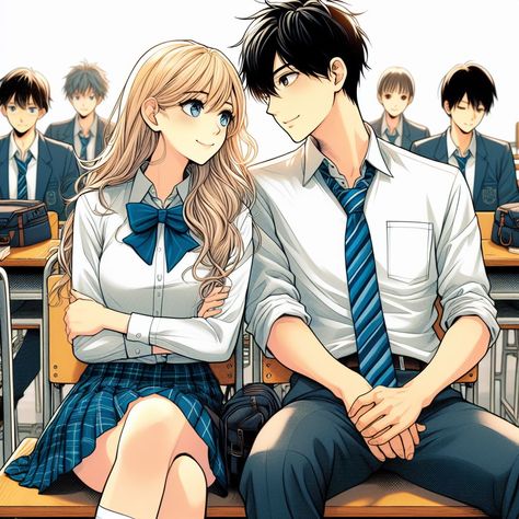 School Couple Anime, School Kiss, Romantic Anime Couples, Boy Best Friend, Anime Love Couple, Anime People, Cute Couple Art, Cool Anime Pictures, Manga To Read