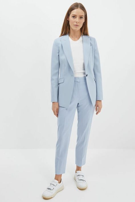 Baby Blue Suit Women, Blue Suit Women, Slim Suit Pants, Blue Suit Jacket, Suit Women, Professional Fashion, Blazer Black, Wool Suit