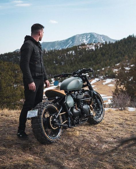 Thornton Hundred Motorcycles on Instagram: "The perfect setting for our first US baja build 🏔️ Contact us now to own this brand new wide wheel triumph bobber #thorntonhundredmotorcycles" Thorton Hundred Motorcycle, Thornton Hundred Motorcycles, Honda Motorcycles Cruisers, Motorcycle Fashion Men, Triumph Bobber Custom, Moto Aesthetic, Motorcycle Triumph, Triumph Bonneville Bobber, Adventure Bike Motorcycles